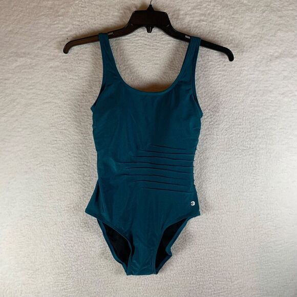 Calvin Klein Other - Calvin Klein Women's Nylon Blend Tuck‎ Front One-Piece Blue Swimsuit Size 6 NWT